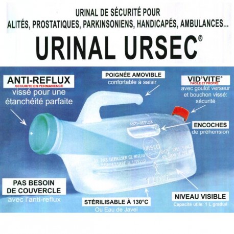 Urinal homme URSEC anti-reflux
